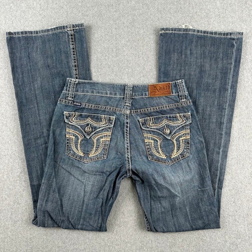 Adikto Womens Bootcut Jeans Size 4/W28‎ Dark Wash Embellished Pockets
